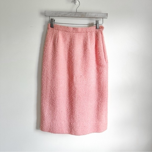 Sophisticates Vintage Pastel Pink Tweed Blazer Pencil Skirt Suit Set sz XS - Picture 12 of 16